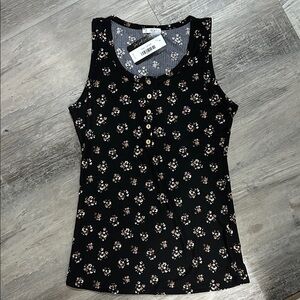 Floral Black Sleeveless Tank Top - multiple sizes!